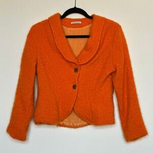 Kith & Kin Orange Wool Blend Textured Blazer Jacket Shawl Collar Button "EU 38"